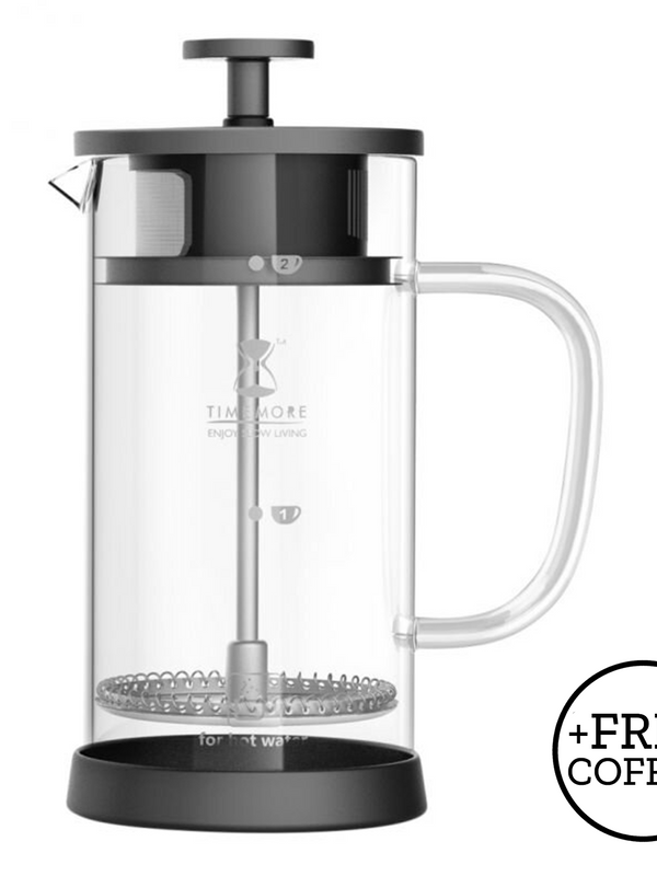 Timemore Dual Filter Glass Cafetière / French Press - 360ml - 2 Cup